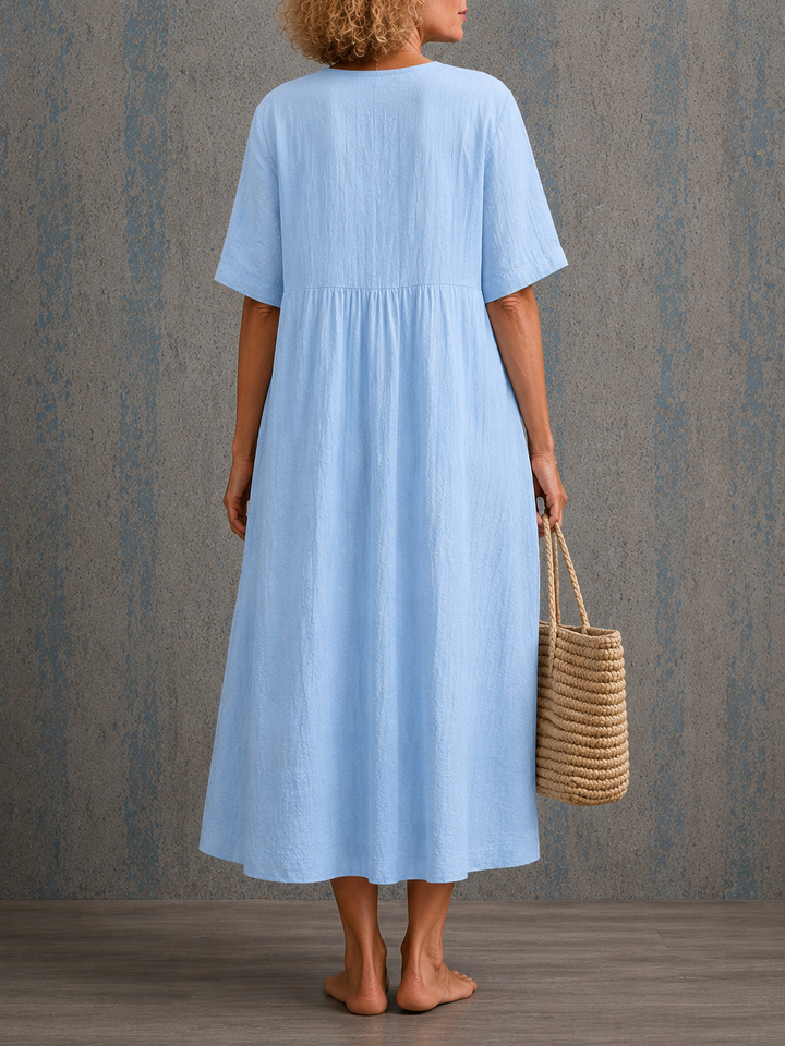 Delphine™ | Half Sleeve Linen Dress