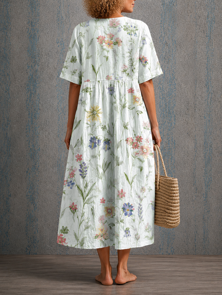 Louisa™ | Half Sleeve Linen Dress
