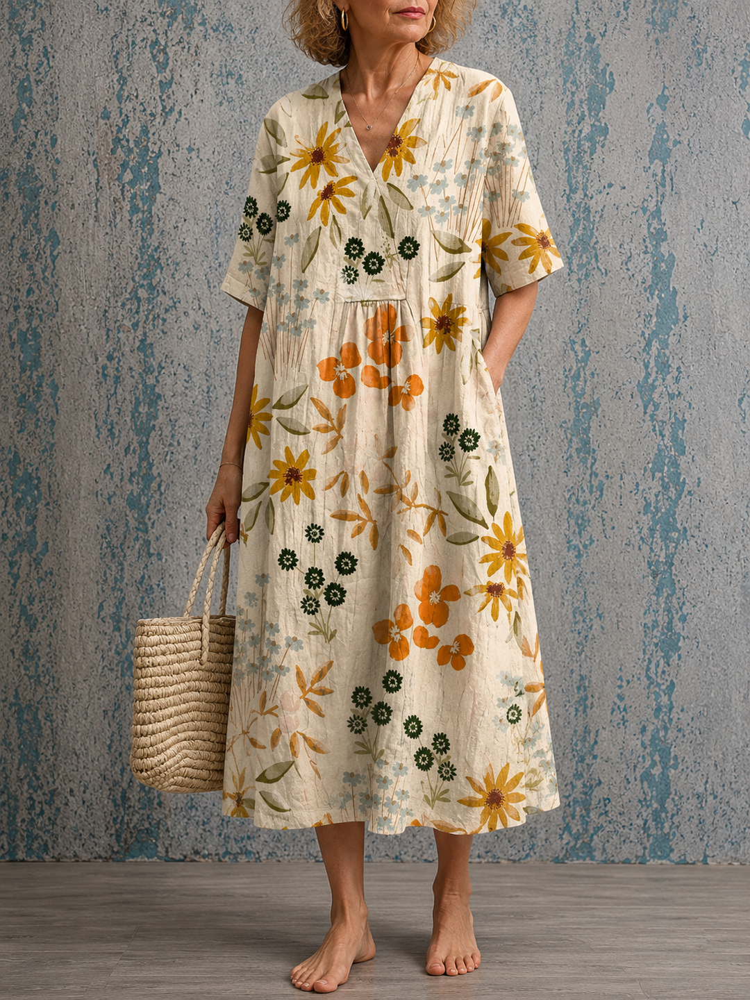 Beverley™ | Half Sleeve Linen Dress