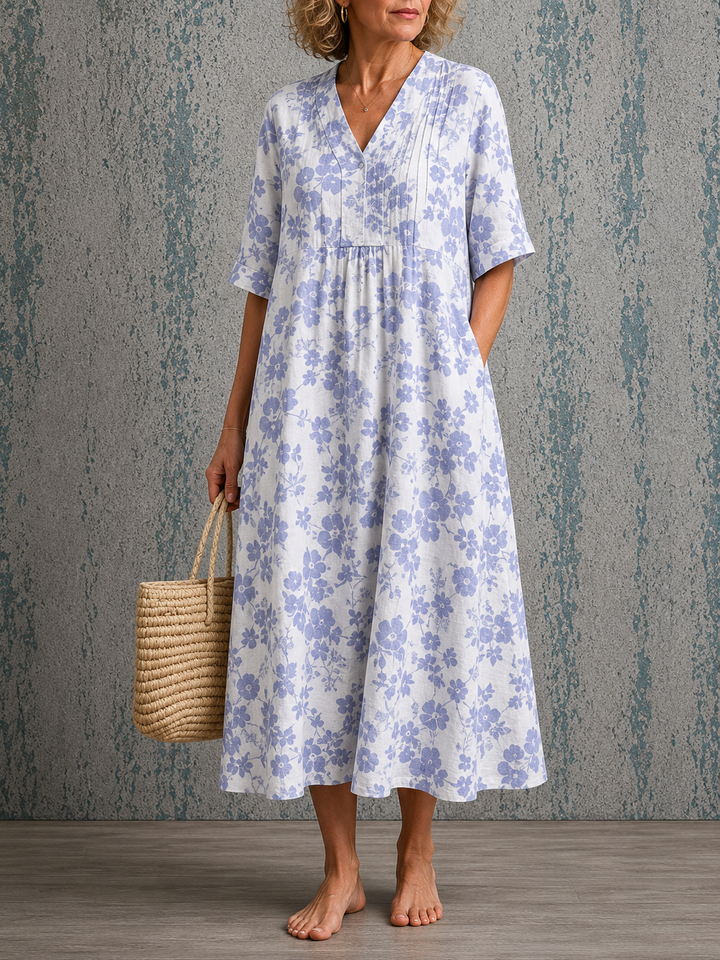 Janice™ | Half Sleeve Linen Dress