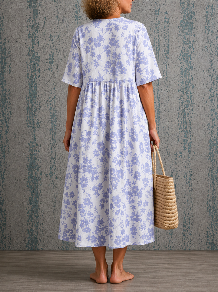 Janice™ | Half Sleeve Linen Dress