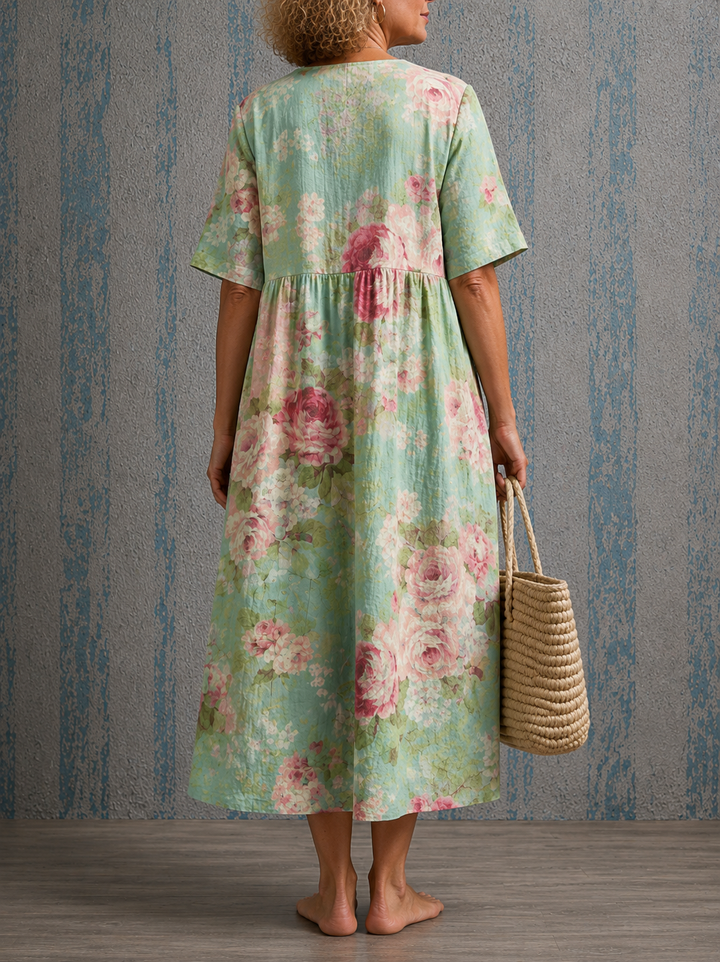 Cynthia™ | Half Sleeve Linen Dress