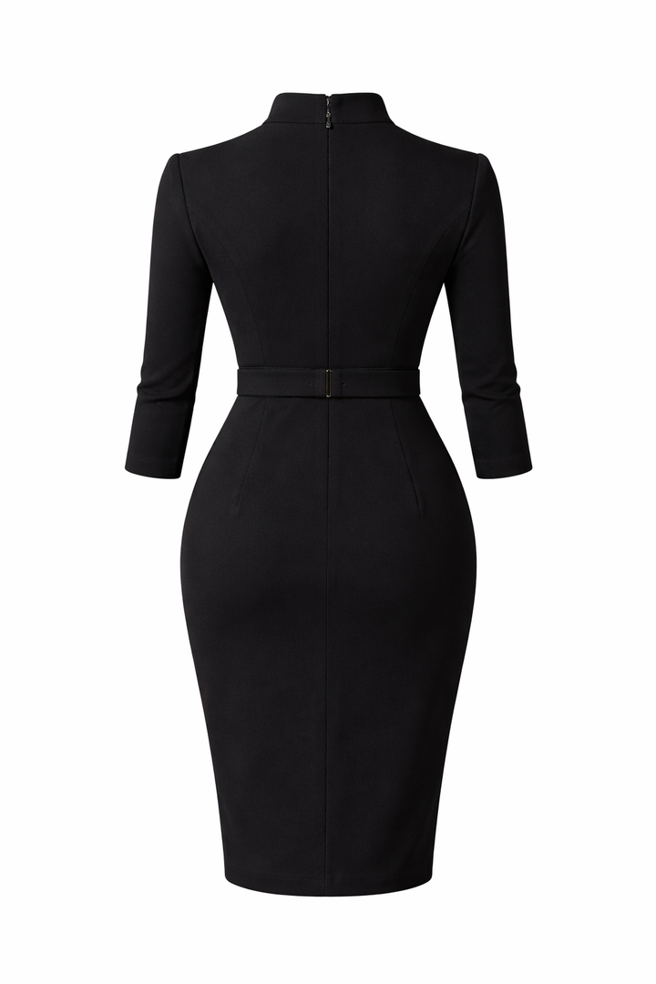 Victoria | Elegant Belted Collar Dress
