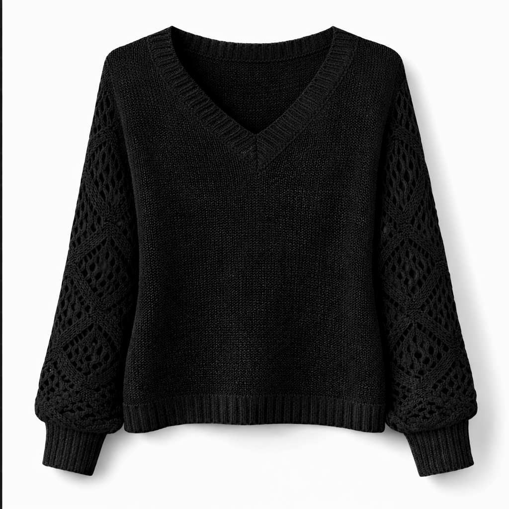 Helena | Lace Sleeve Knit Sweater