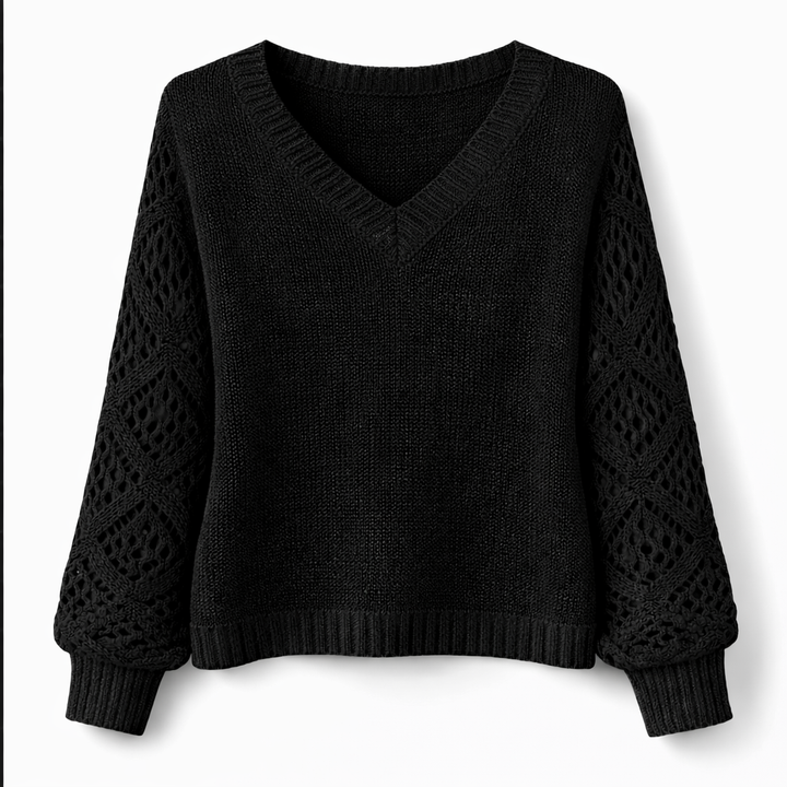 Helena | Lace Sleeve Knit Sweater