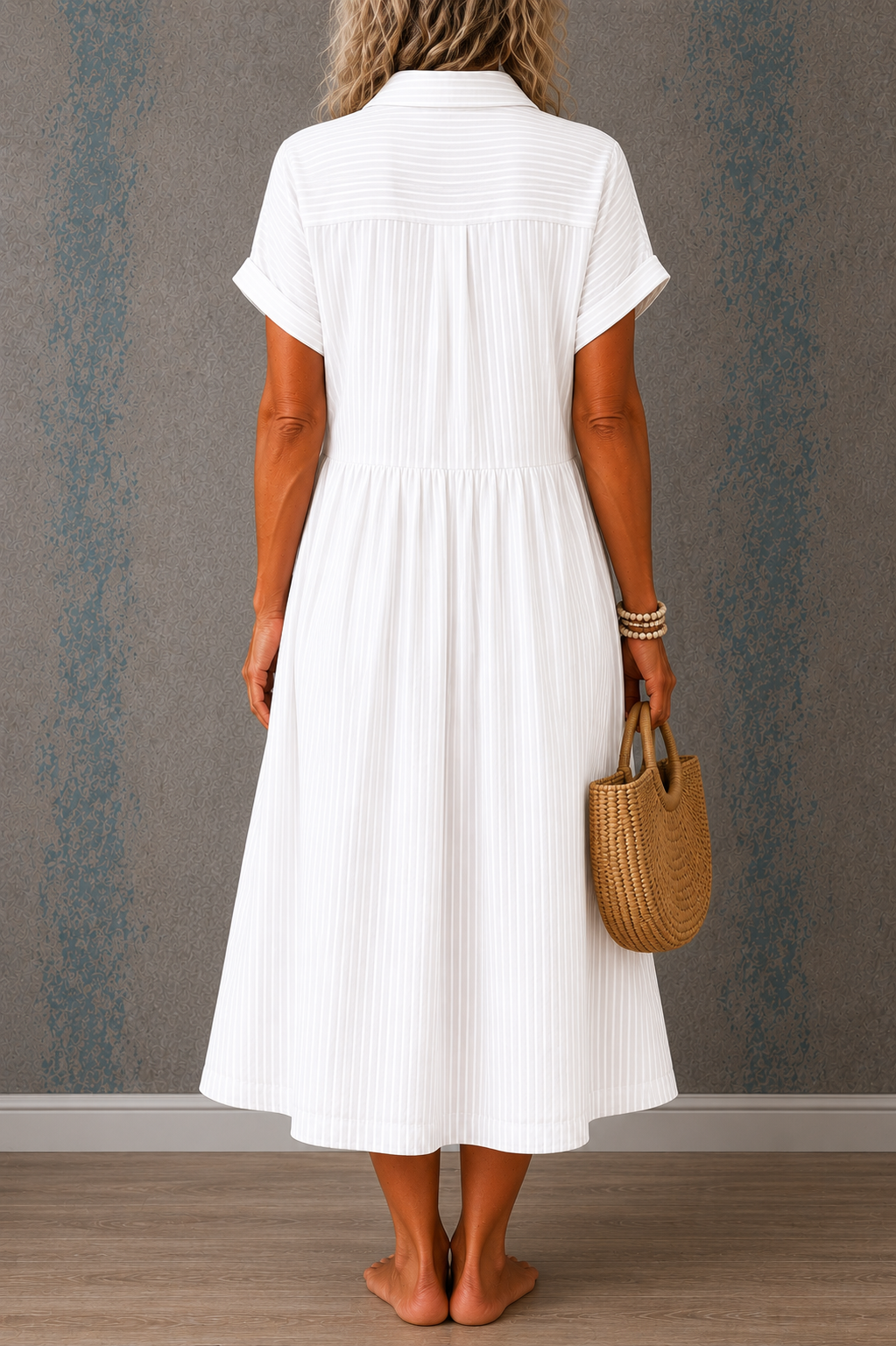 CAMILLE | STRIPED BUTTON MIDI DRESS