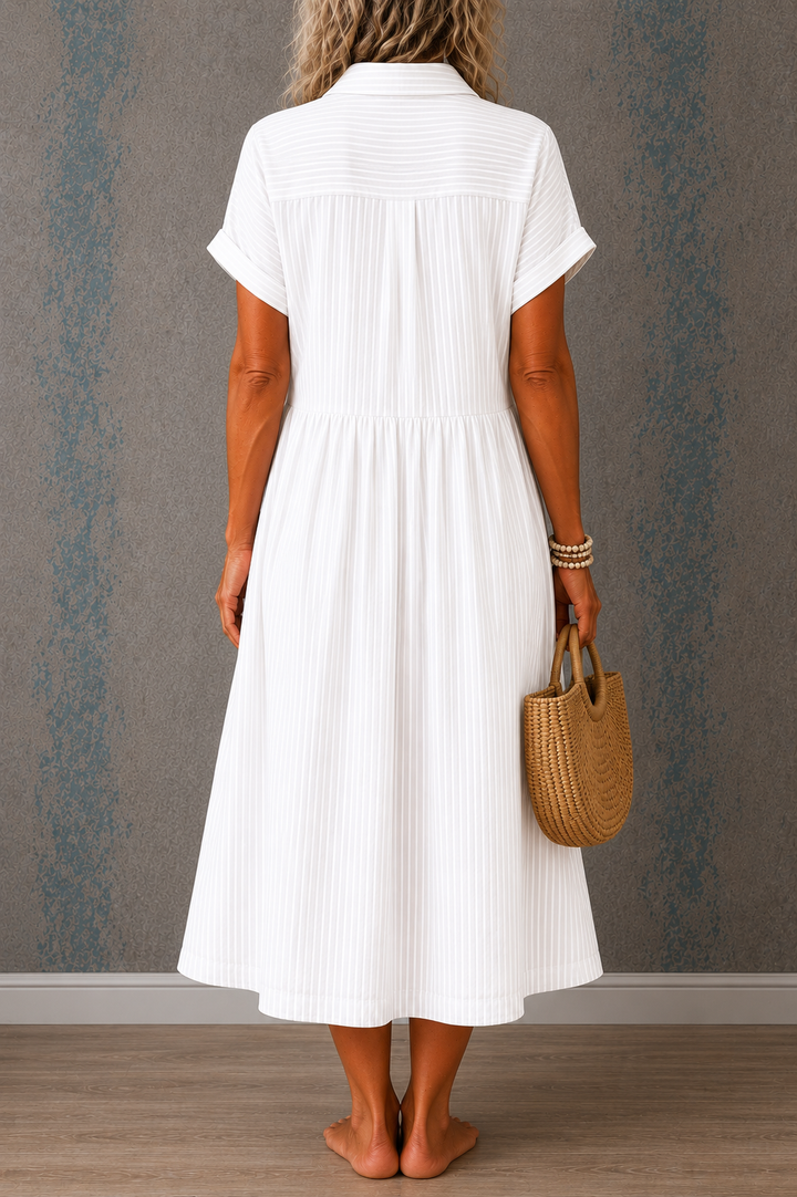 CAMILLE | STRIPED BUTTON MIDI DRESS