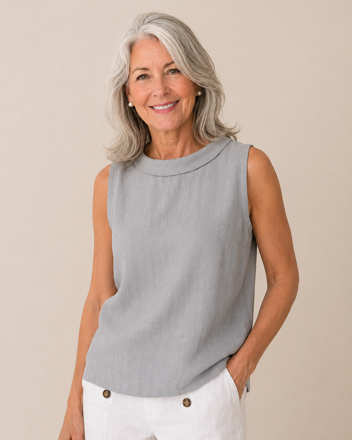 Maria™ | Sleeveless Roll Collar Top