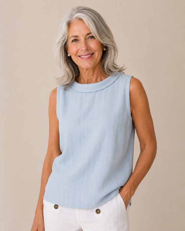 Maria™ | Sleeveless Roll Collar Top