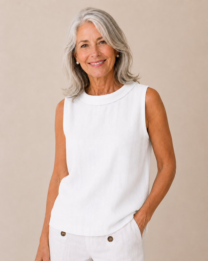 Maria™ | Sleeveless Roll Collar Top