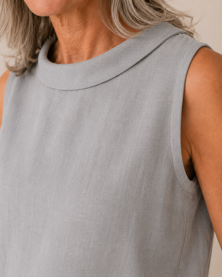 Maria™ | Sleeveless Roll Collar Top