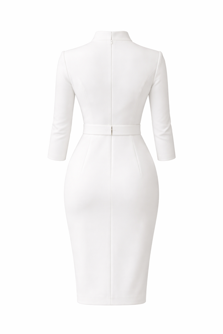 Victoria | Elegant Belted Collar Dress