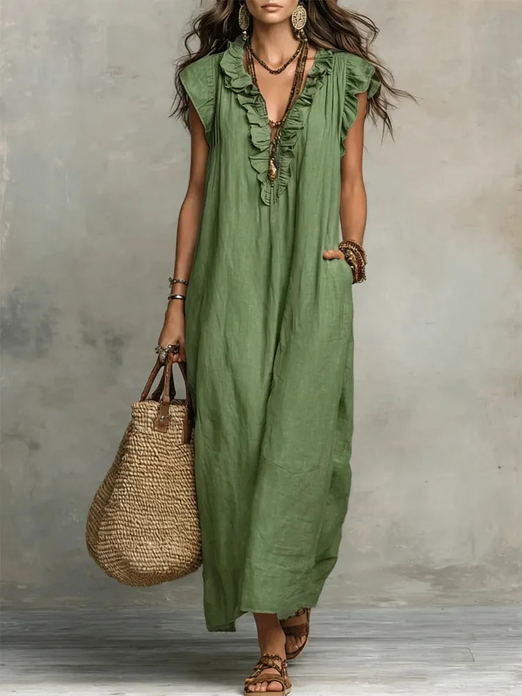 Elara Linen Maxi Dress