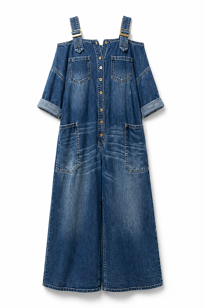 SOPHIA | OFF SHOULDER DENIM JUMPSUIT