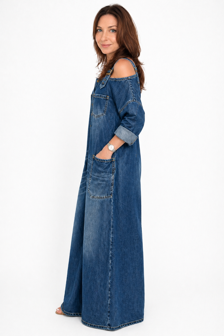 SOPHIA | OFF SHOULDER DENIM JUMPSUIT