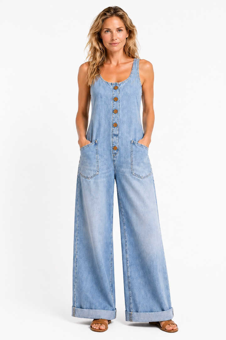 Sadie | Vintage Washed Cotton Denim Overalls