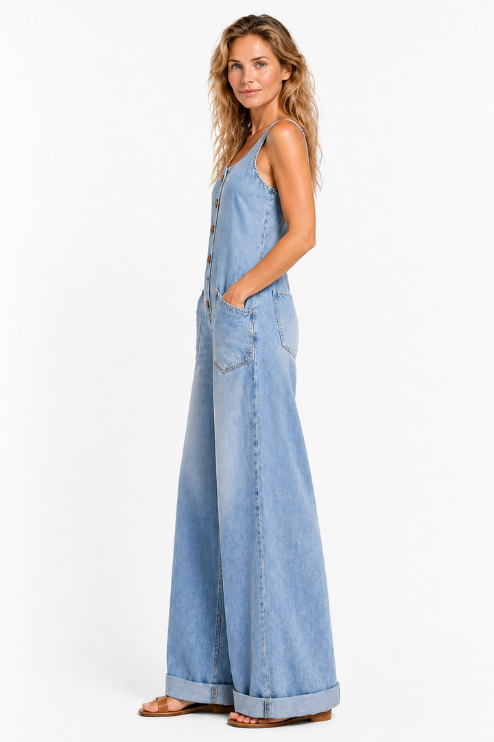Sadie | Vintage Washed Cotton Denim Overalls