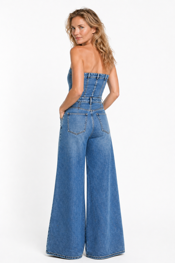 Linda | Strapless Denim Jumpsuit