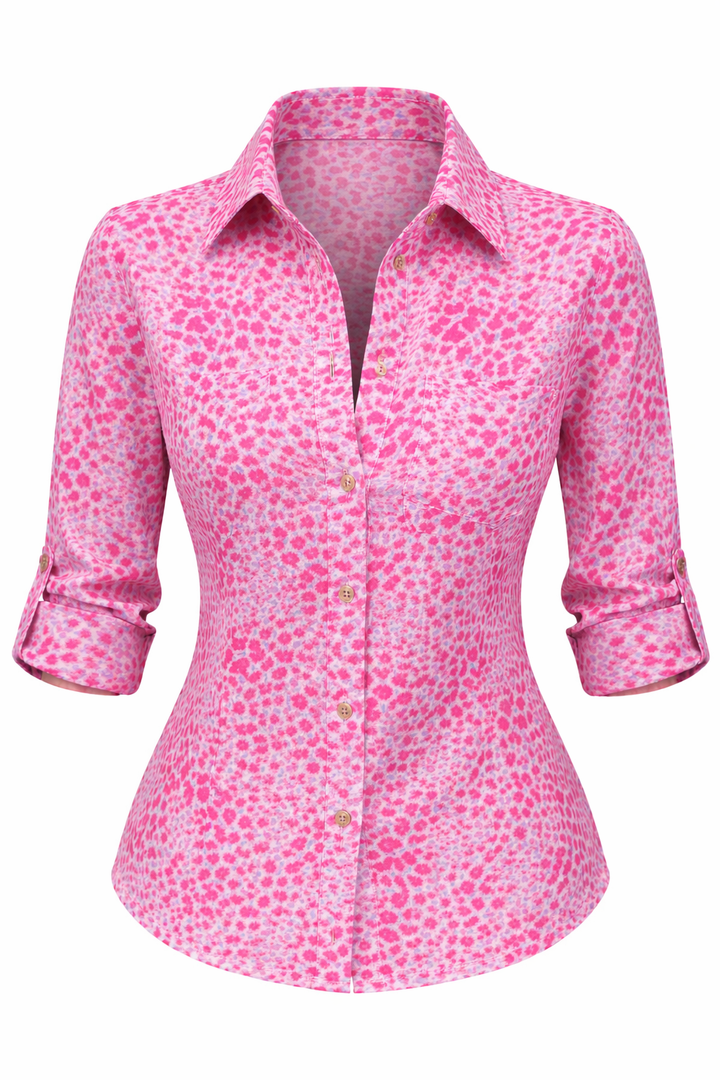 SOFIA AMORETTI | LONG SLEEVE ALLOVER PRINT SHIRT