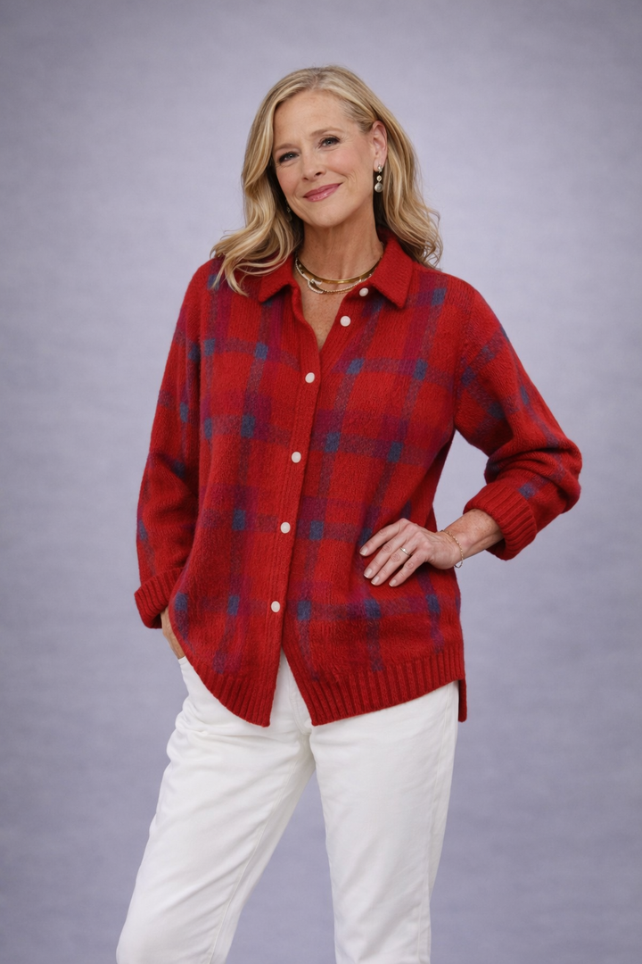 Anna  | Tartan Knit Button Cardigan