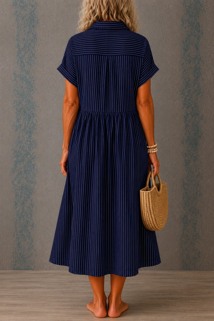 CAMILLE | STRIPED BUTTON MIDI DRESS