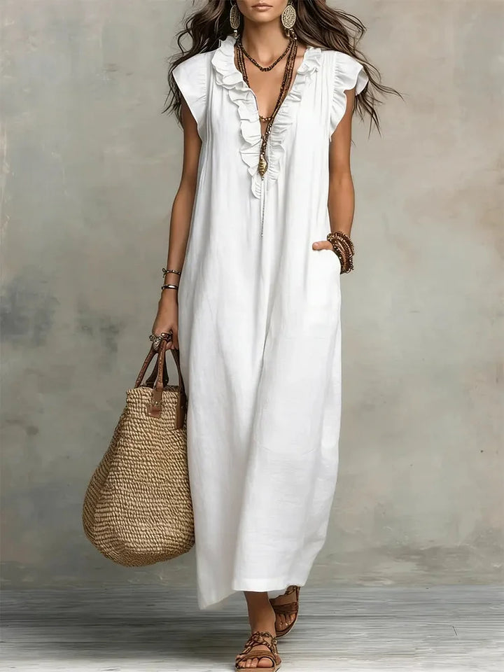 Elara Linen Maxi Dress