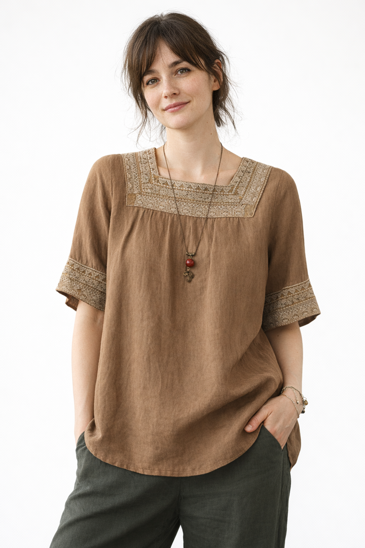Claire | Embroidered Cotton Blouse