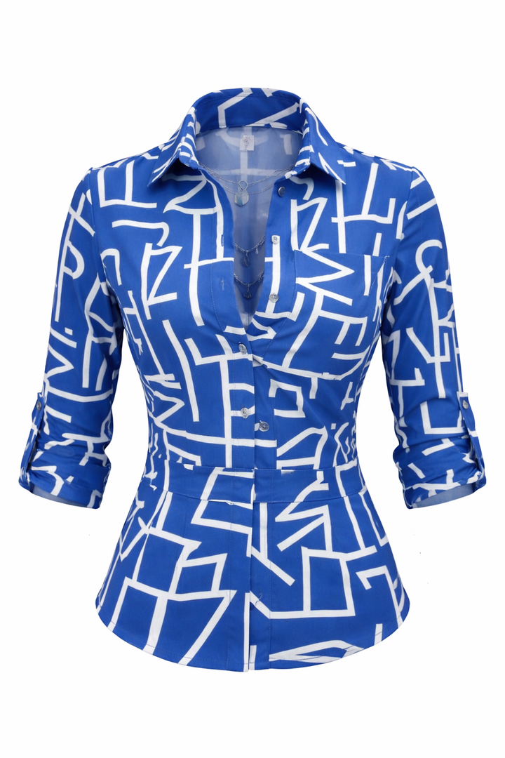 SOFIA AMORETTI | LONG SLEEVE ALLOVER PRINT SHIRT