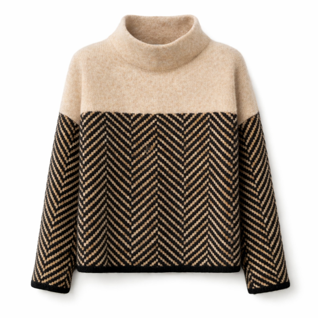 Juliette | Herringbone Turtleneck Sweater