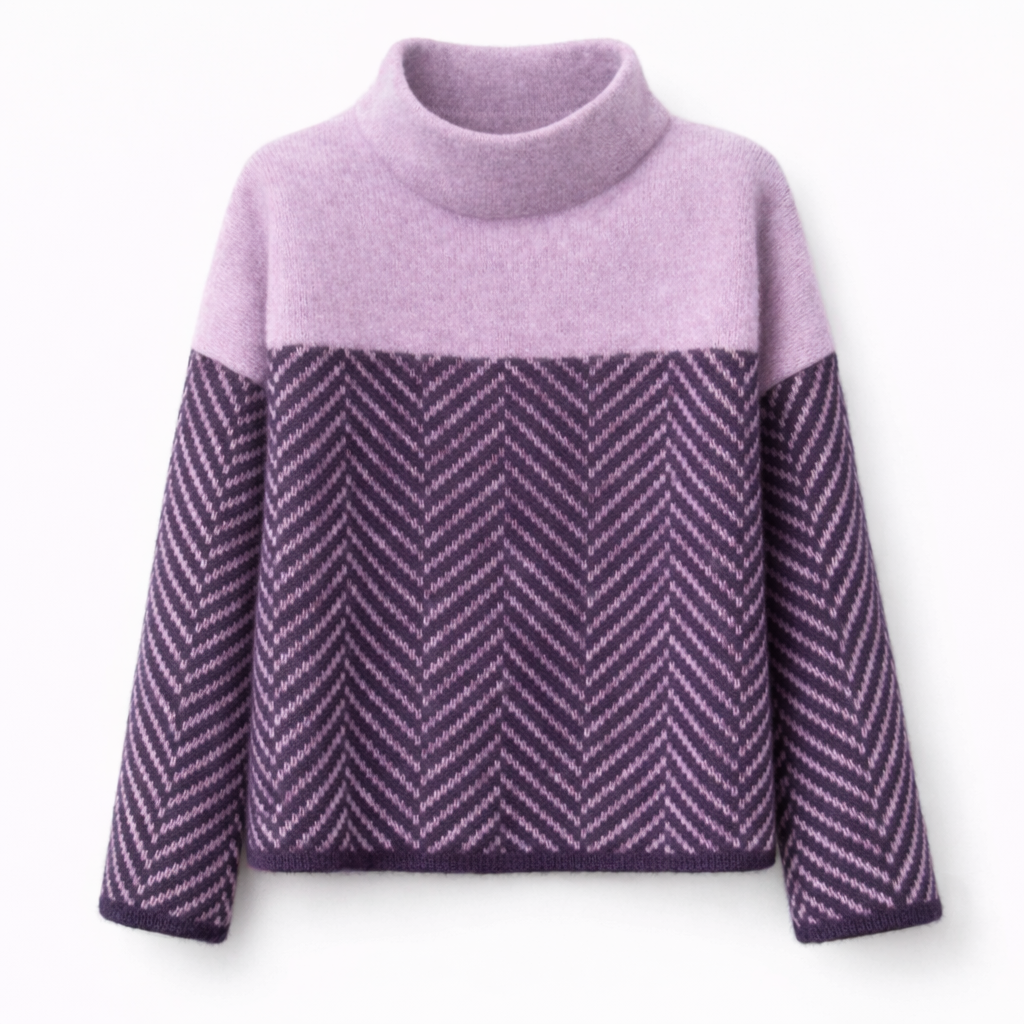 Juliette | Herringbone Turtleneck Sweater