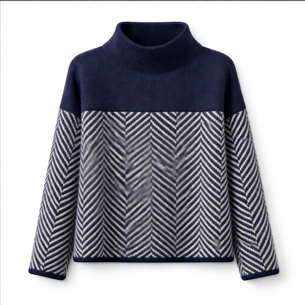Juliette | Herringbone Turtleneck Sweater