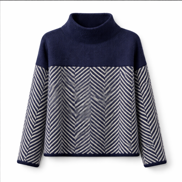 Juliette | Herringbone Turtleneck Sweater