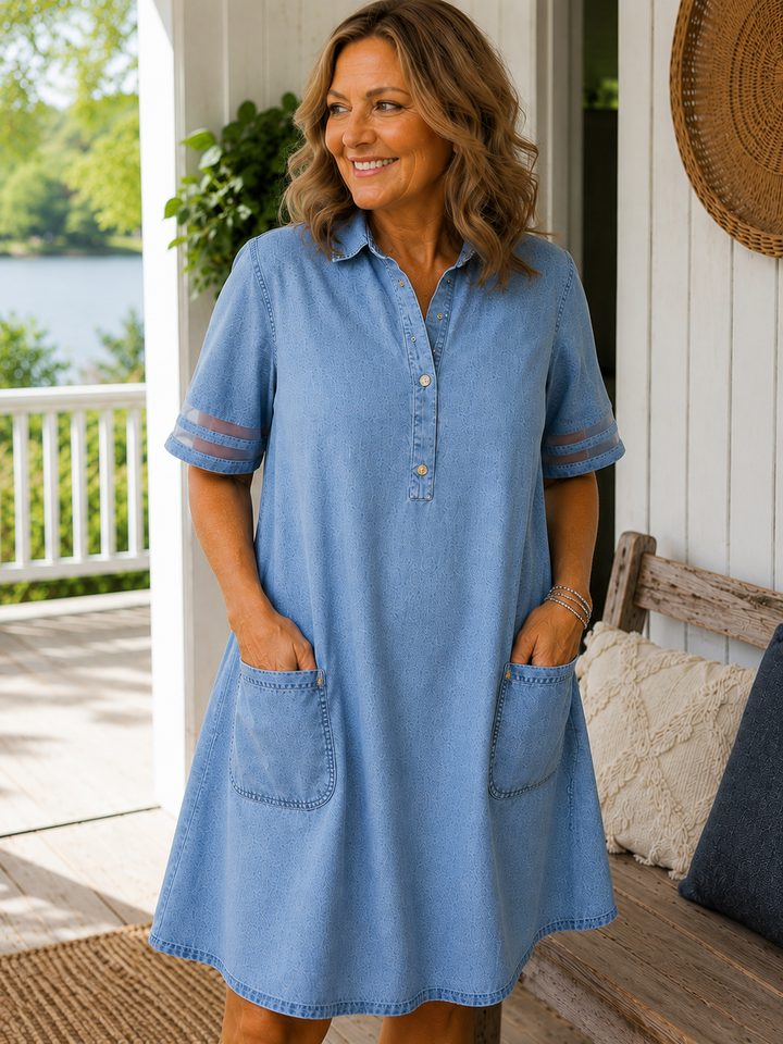 NOÉLINE™ | Figure Flattering Denim Dress