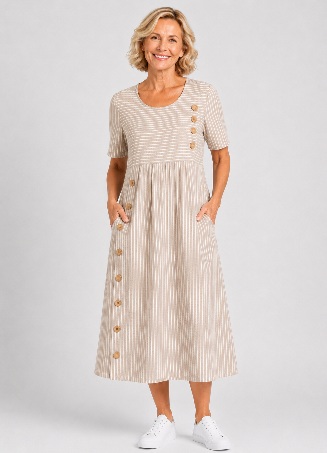 EILEEN™ | Breezy Striped Button Dress