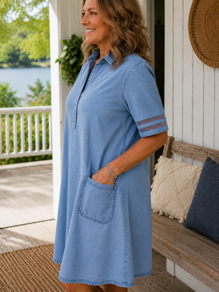 NOÉLINE™ | Figure Flattering Denim Dress