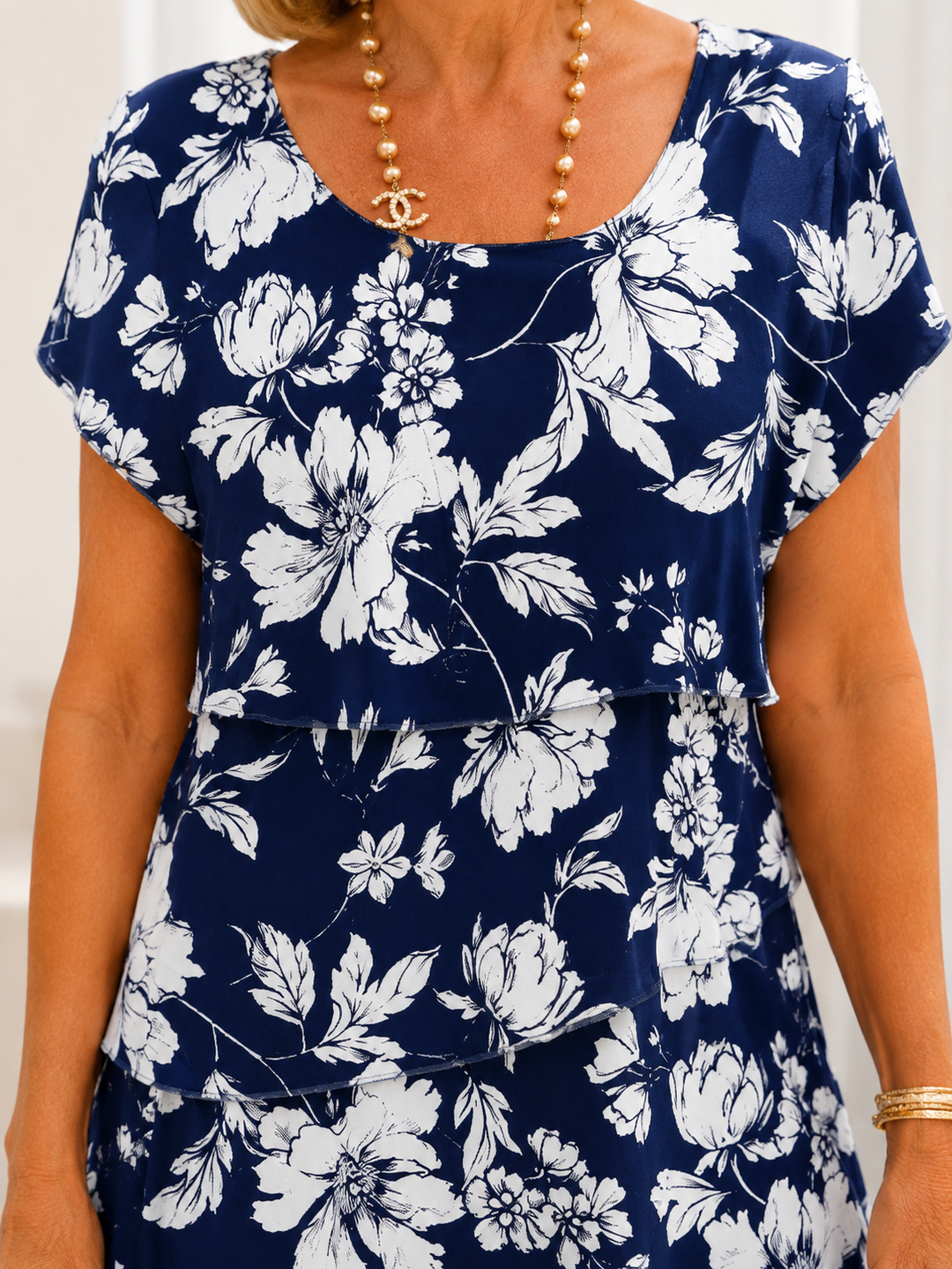 SELENE™ | Navy Floral Layer Dress