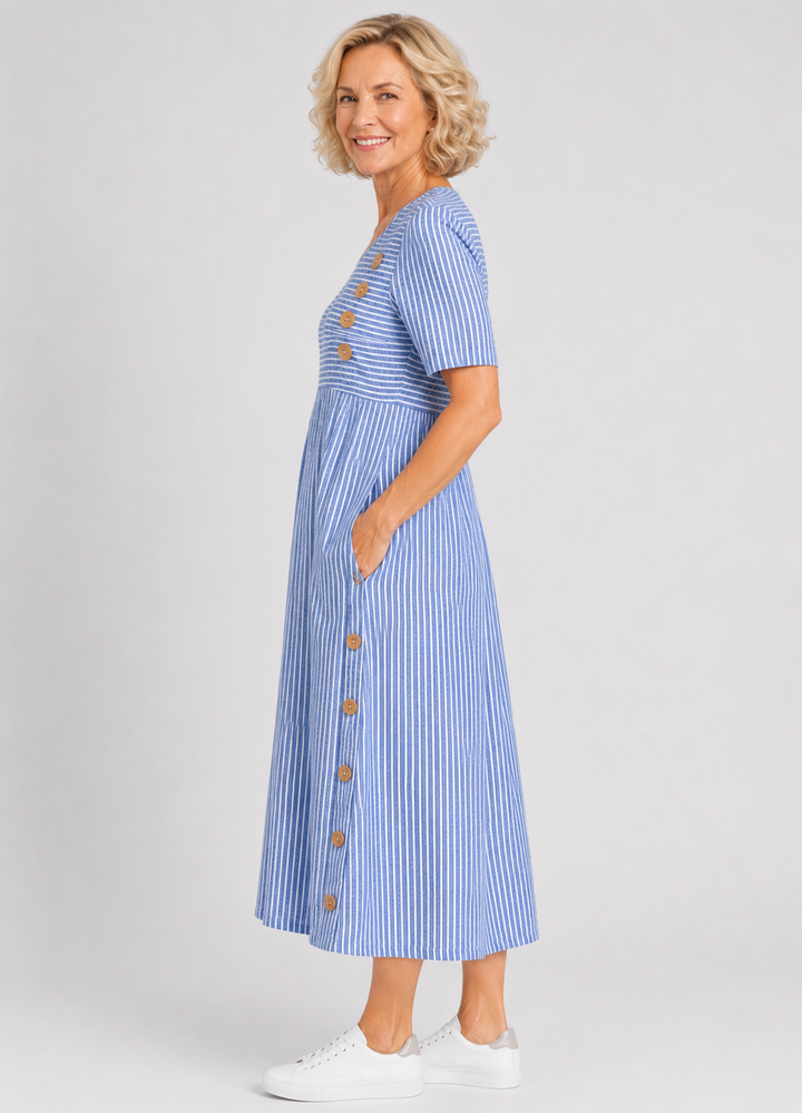EILEEN™ | Breezy Striped Button Dress