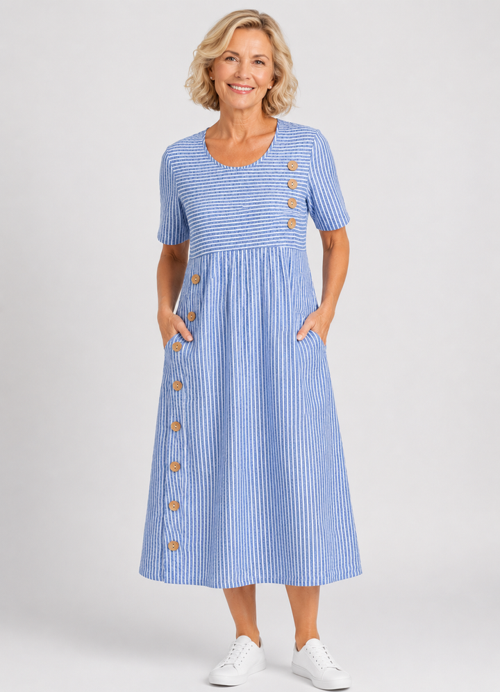 EILEEN™ | Breezy Striped Button Dress