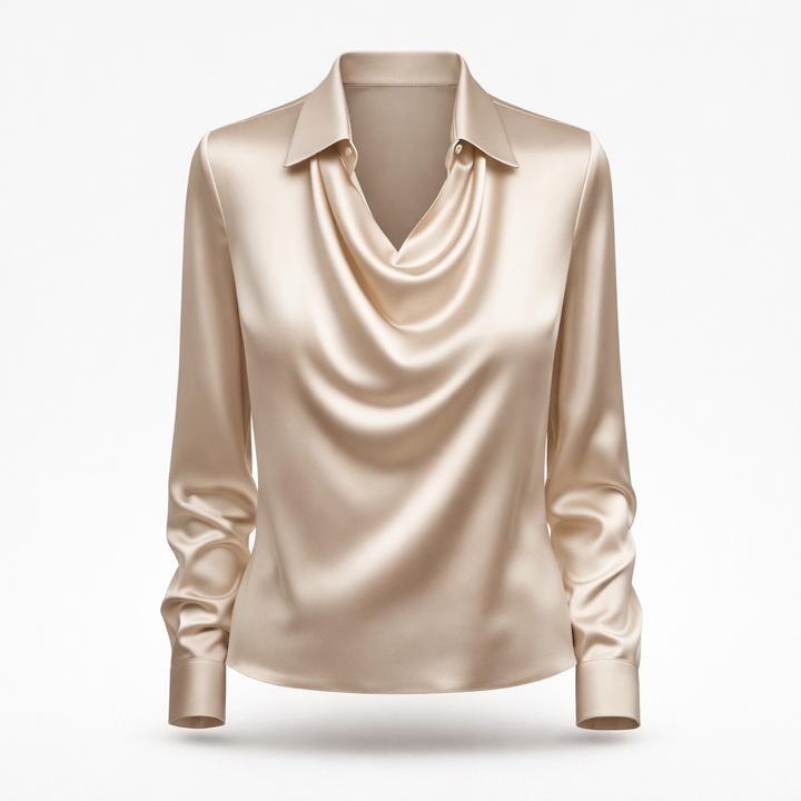 Rhea | Satin Draped Blouse