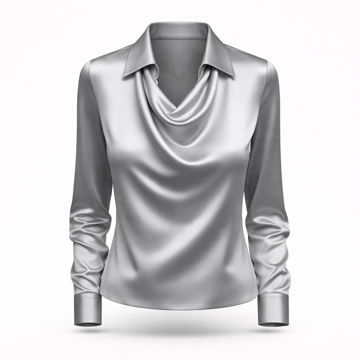 Rhea | Satin Draped Blouse