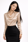 Rhea | Satin Draped Blouse