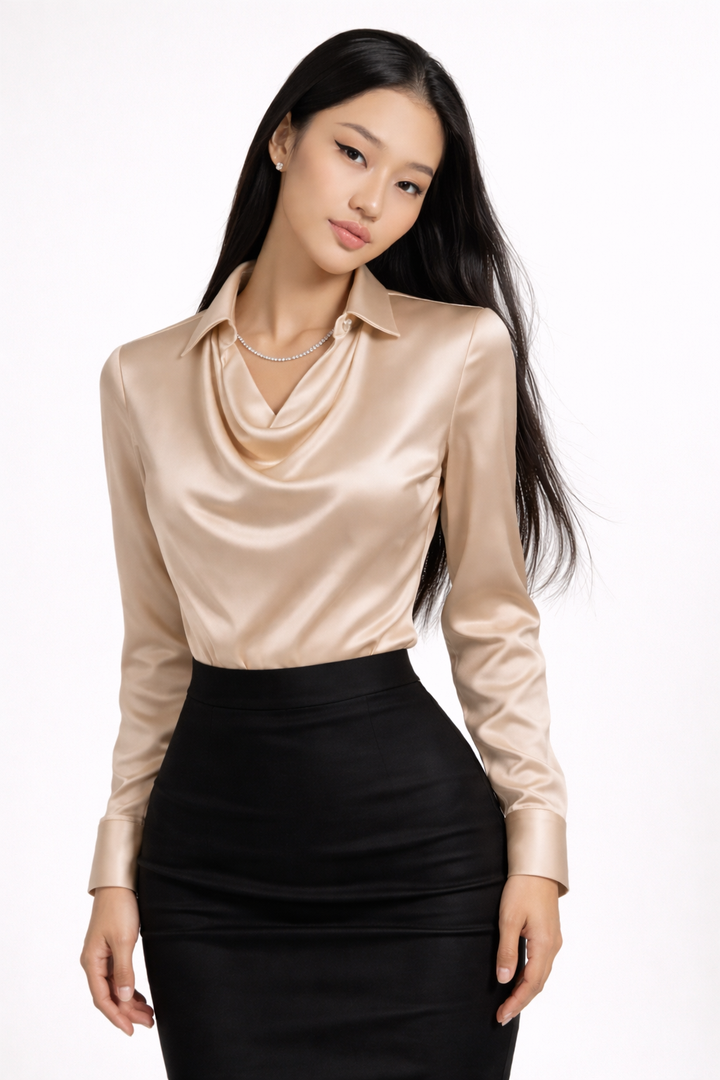 Rhea | Satin Draped Blouse