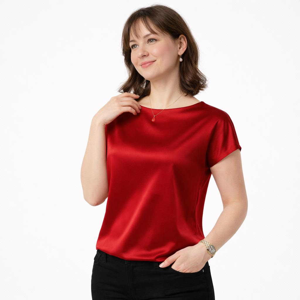 Scarlett | Satin Boat Neck Blouse
