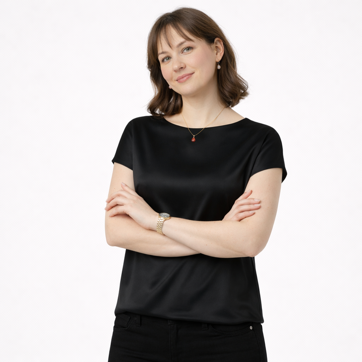 Scarlett | Satin Boat Neck Blouse