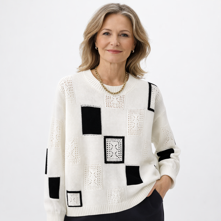 Alida Patchwork Knit Sweater