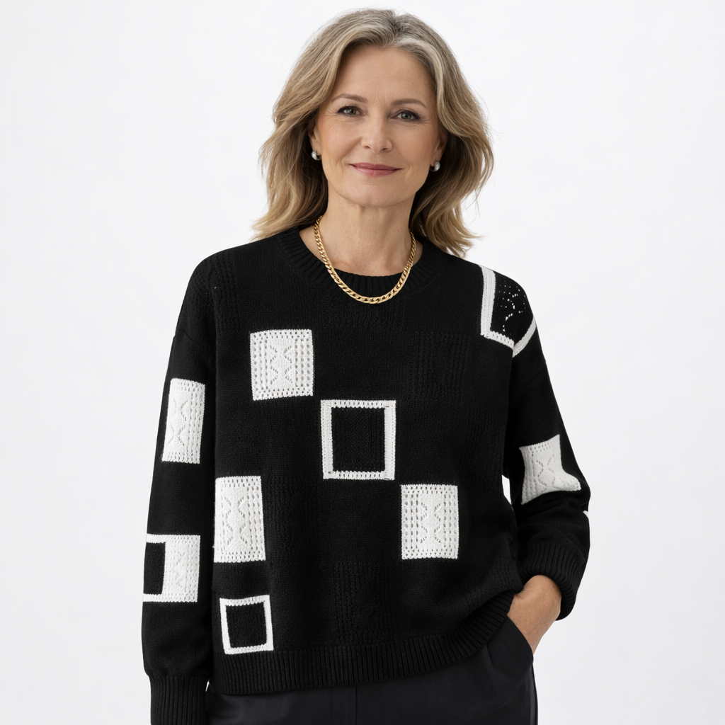 Alida Patchwork Knit Sweater