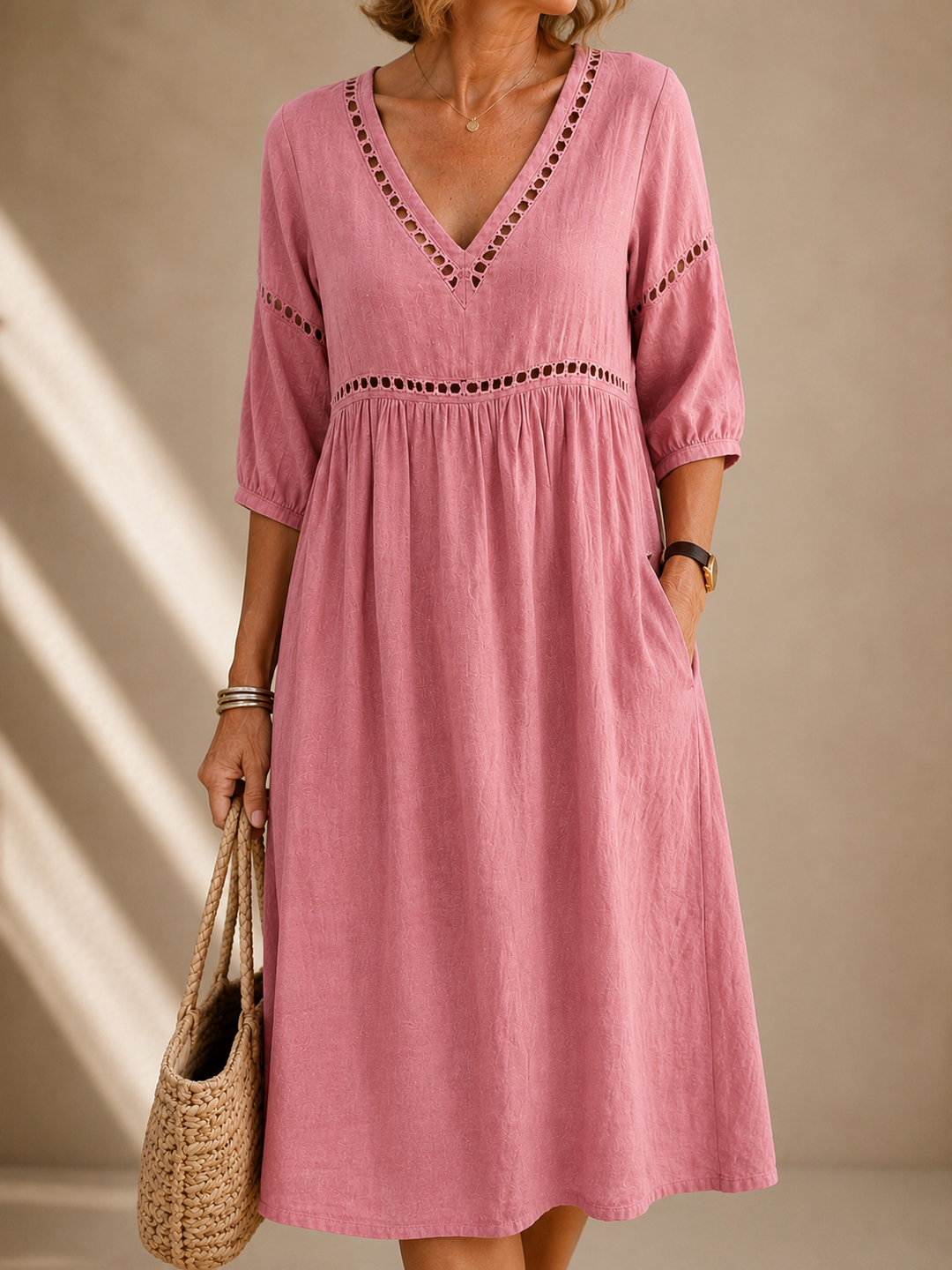 Amelia™ | Linen V-Neck Dress
