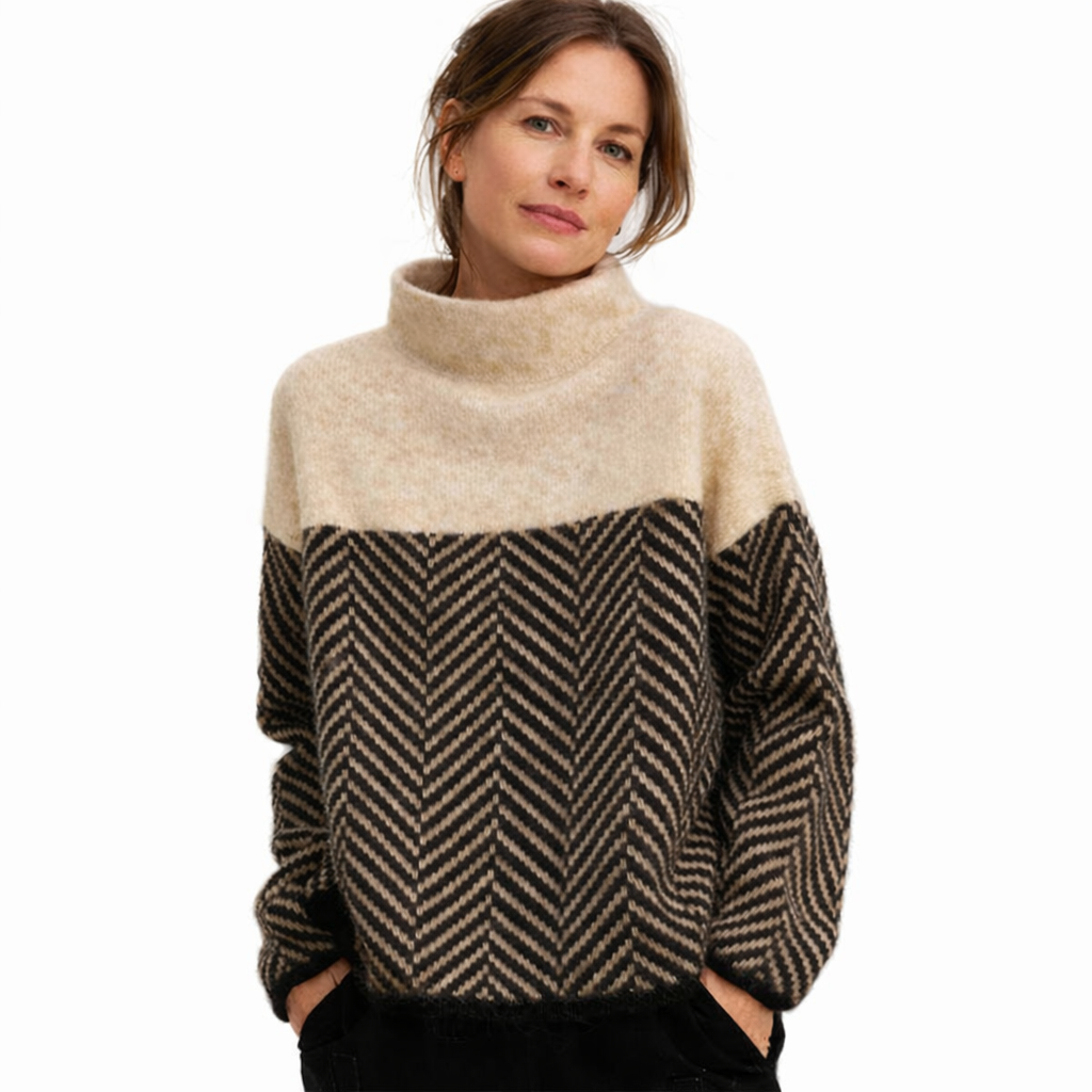 Juliette | Herringbone Turtleneck Sweater